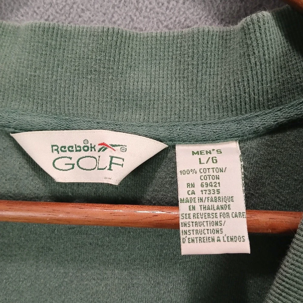 Reebok Golf‎ Tank Sweater Mens Large Green Cotton Tight Knit V Neck Performance